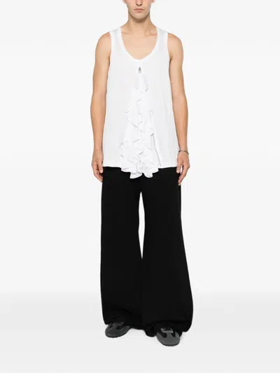 Comme Des Garçons Homme Deux Ruffled Zip-detail Tank Top In White