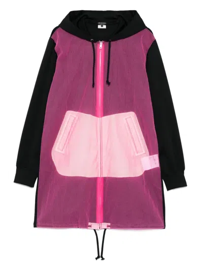 Comme Des Garçons Homme Deux Sheer-panel Coat In Pink
