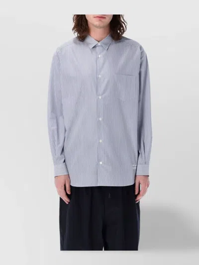 Comme Des Garçons Homme Deux Shirt Striped Pattern Chest Pocket In White