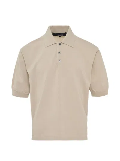 Comme Des Garçons Homme Deux Cotton Wool Blend Short Sleeve Polo In Neutral