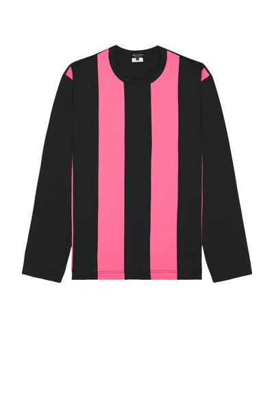 Comme Des Garçons Homme Deux Single Jacquard Tee In Black X Pink