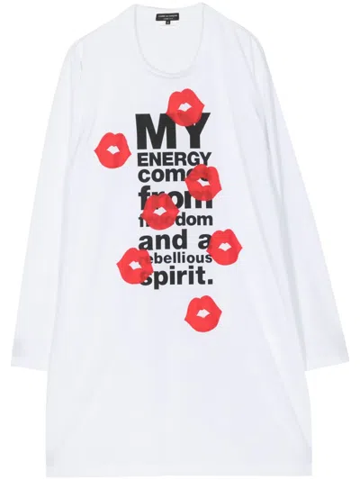 Comme Des Garçons Homme Deux Slogan-print Long-sleeve T-shirt In White