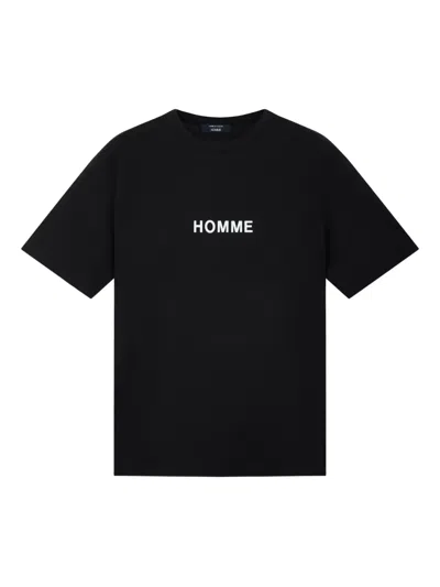 Comme Des Garçons Homme Deux Slogan-print T-shirt In Black