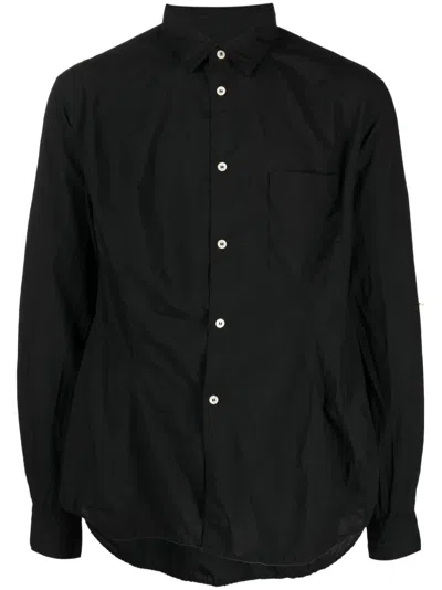 Comme Des Garçons Homme Deux Pleat-detail Pointed-collar Crinkled Shirt In Schwarz