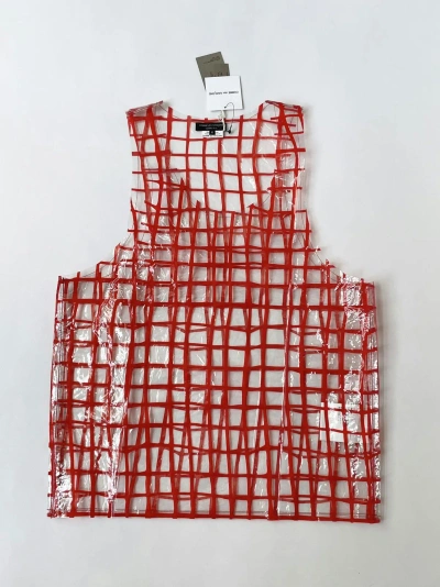 Pre-owned Comme Des Garçons Homme Deux S/s 17 Clear Pvc Grid Print Vest In Clear/red
