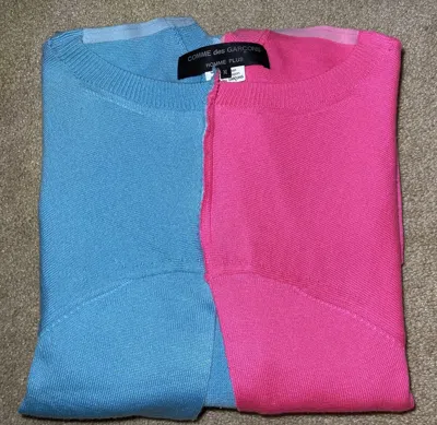 Pre-owned Comme Des Garçons Homme Deux Ss18 Comme Des Garcons Pink Blue Open Sweater Cardigan 2018 (size Medium) In Multi