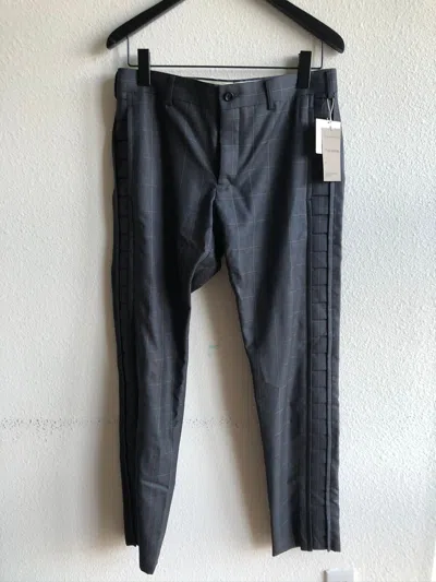 Pre-owned Comme Des Garçons Homme Deux Ss20 Outseam Pleated Plaid Wool Pants Size S In Grey