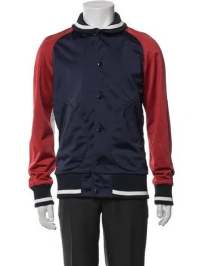 Pre-owned Comme Des Garçons Homme Deux Striped Bomber Jacket In Blue