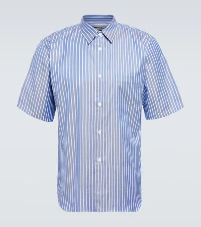 Comme Des Garçons Homme Deux Striped Cotton Shirt In Blue