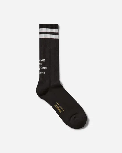 Comme Des Garçons Homme Deux Striped Logo Socks In Black