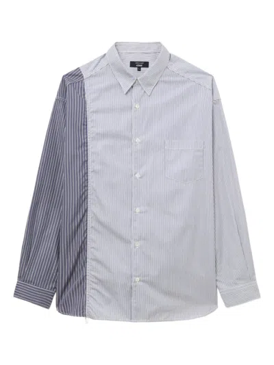Comme Des Garçons Homme Deux Striped Panelled Shirt In Blue