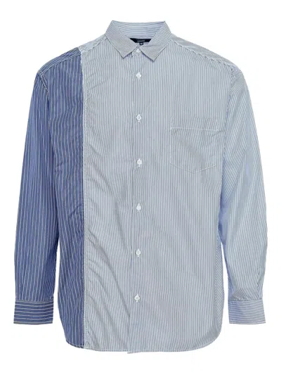 Comme Des Garçons Homme Deux Cotton Stripe Shirt In Blue