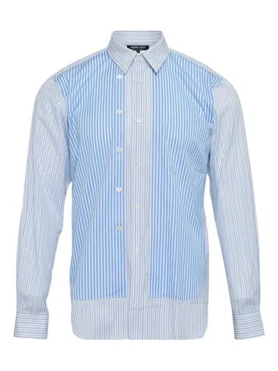 Comme Des Garçons Homme Deux Striped Panelled Shirt In Blue