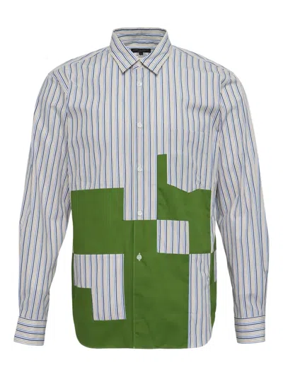 Comme Des Garçons Homme Deux Striped Patchwork Shirt In Multi