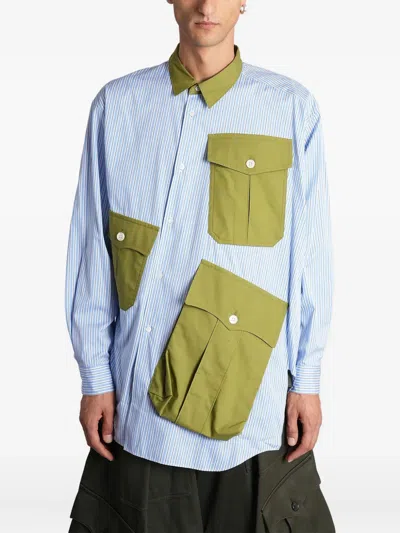 Comme Des Garçons Homme Deux Striped-pattern Shirt In Blue
