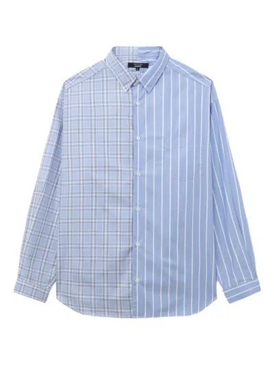 Comme Des Garçons Homme Deux Striped Plaid Shirt In Blue