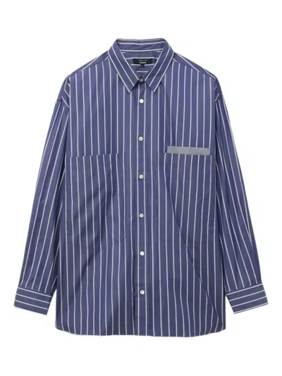 Comme Des Garçons Homme Deux Striped Pocket Shirt In Blue