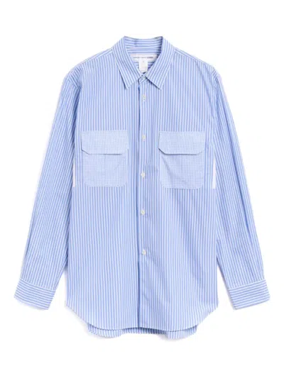 Comme Des Garçons Homme Deux Striped Pocket Shirt In Blue