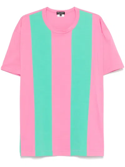 Comme Des Garçons Homme Deux Gestreiftes T-shirt In Pink