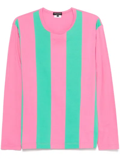 Comme Des Garçons Homme Deux Gestreiftes T-shirt In Pink