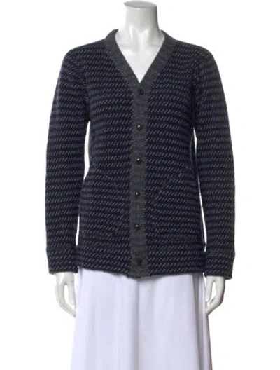 Pre-owned Comme Des Garçons Homme Deux Striped V-neck Cardigan In Blue