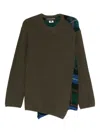 Comme Des Garçons Homme Deux Tartan-panelled Wool Sweater In Green