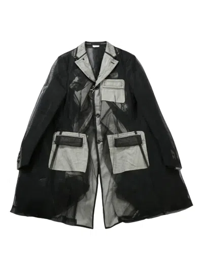 Comme Des Garçons Homme Deux Tulle-inserts Jacket In Black
