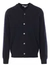 Comme Des Garçons Homme Deux V-neck Wool Cardigan In Black