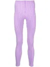 Comme Des Garçons Homme Deux Vertical-stripe Leggings In Purple