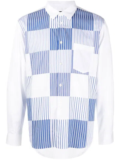 Comme Des Garçons Homme Deux Vertical-striped Longsleeved Shirt In Weiss