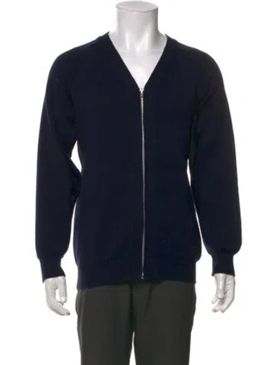 Pre-owned Comme Des Garçons Homme Deux V-neck Long Sleeve Cardigan In Blue