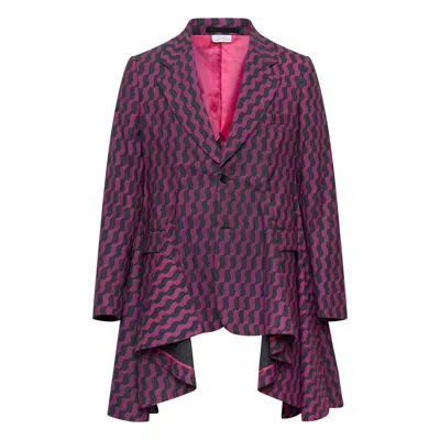Comme Des Garçons Homme Deux Wavy Striped Tailored Jacket In Pink