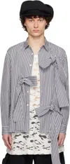 Comme Des Garçons Homme Deux Comme Des Garcons Homme Plus Pinstripe Shirt With Bows White In White/black