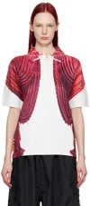 Comme Des Garçons Homme Deux White & Red Printed Polo In 1 White