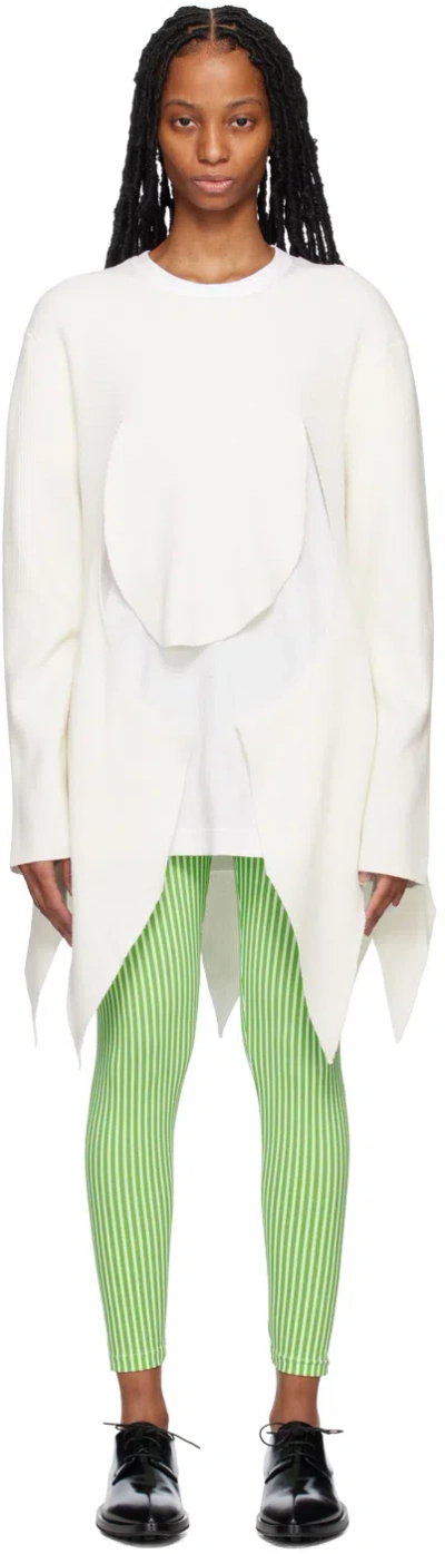 Comme Des Garçons Homme Deux White Asymmetric Sweater In 2 White