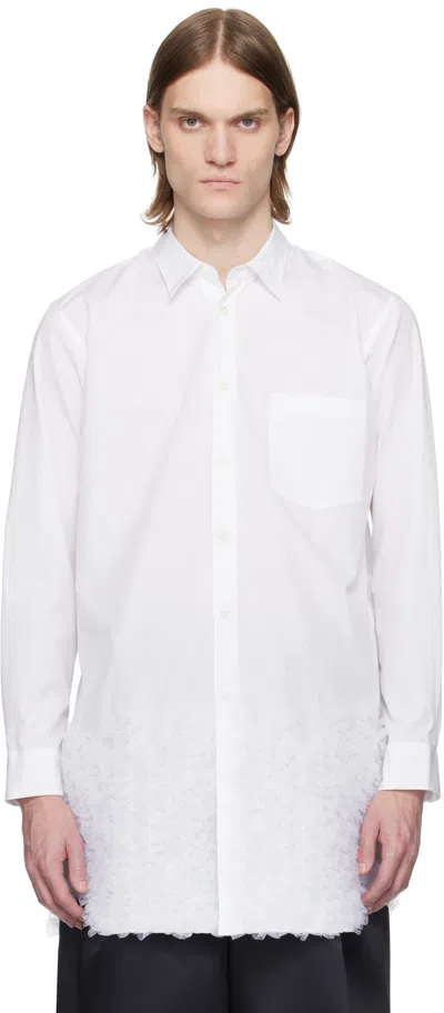 Comme Des Garçons Homme Deux White Cotton Broad & Nylon Tulle Shirt In White X White