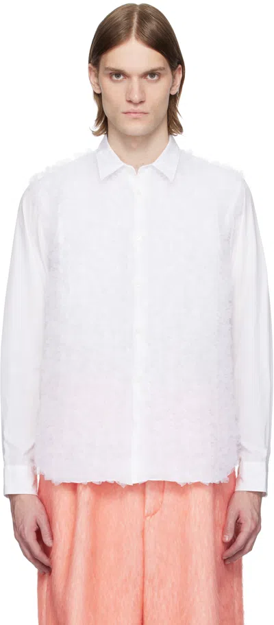 Comme Des Garçons Homme Deux White Cotton Broad & Nylon Tulle Shirt