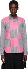 Comme Des Garçons Homme Deux White Cotton Broad Stripe Shirt In 1 Wht/blk X Pink