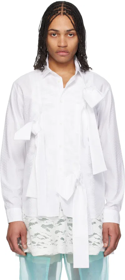 Comme Des Garçons Homme Deux White Jacquard Cloth Shirt