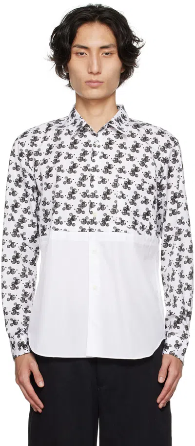 Comme Des Garçons Homme Deux White Paneled Shirt In 1 Blk/wht
