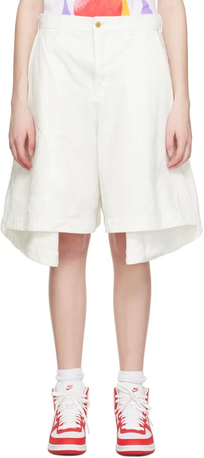 Comme Des Garçons Homme Deux White Pleated Shorts In 1 White