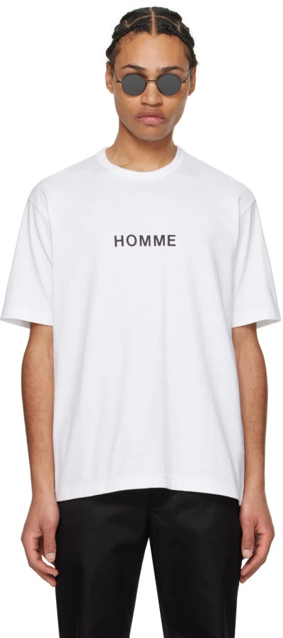 Comme Des Garçons Homme Deux White Printed T-shirt In 3 White