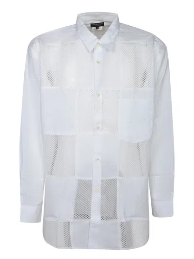 Comme Des Garçons Homme Deux Cotton Shirt W/ Mesh Inserts In White