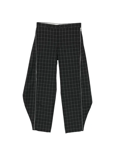 Comme Des Garçons Homme Deux Windowpane Check Zip Trousers In Black