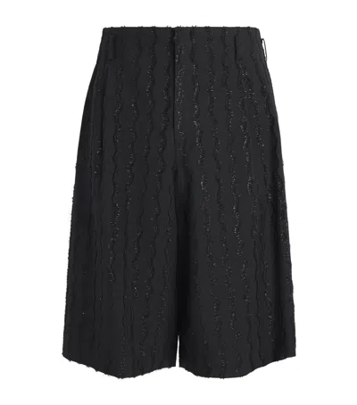 Comme Des Garçons Homme Deux Wool Embellished Wide-leg Shorts In Black