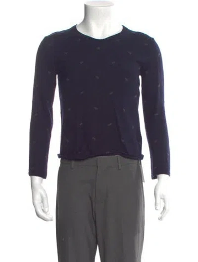 Pre-owned Comme Des Garçons Homme Deux Wool Printed Sweatshirt In Blue
