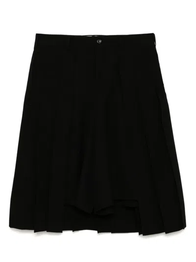 Comme Des Garçons Homme Deux Pleated Wool Gabardine Shorts In Black