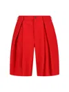 Comme Des Garçons Homme Deux Wool Shorts In Red