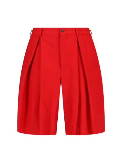 Comme Des Garçons Homme Deux Wool Shorts In Red