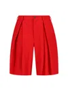 Comme Des Garçons Homme Deux Wool Shorts In Red